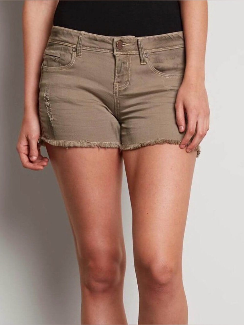 Buckle Black Fit No. 53 Olive Green Cutoff Braid Detail Distressed Shorts 27